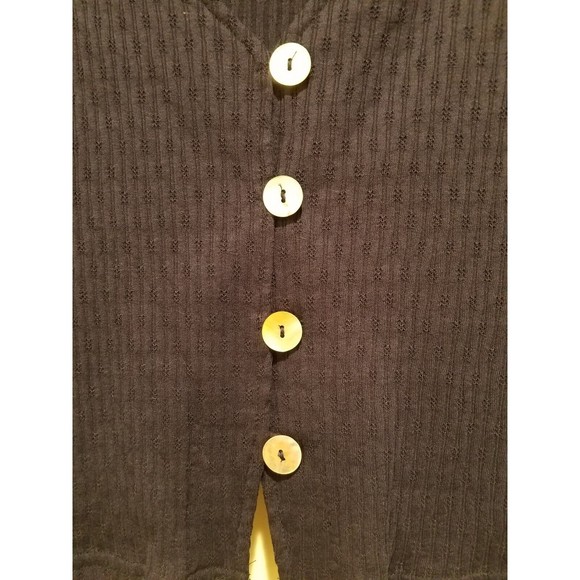 Rabbit Rabbit Rabbit Designs Blue 4-Button Crop Cardigan with Shoulder Pads 14W - Picture 3 of 6